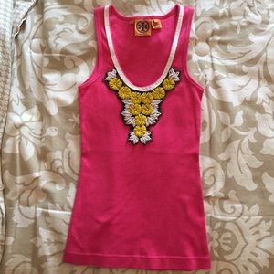 Tory Burch Desert Bloom Beaded Tank Top
